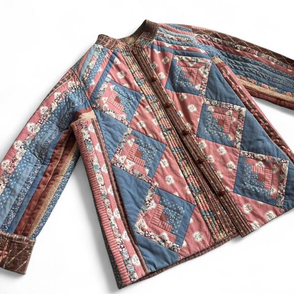 American Vintage Jackets & Blazers - True Vintage Handmade Reversible Patchwork Jacket – Cottagecore Quilted XL